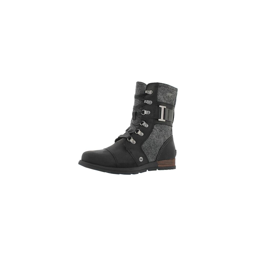 SOREL Major Carly Combat Boots black leather and gray size 7